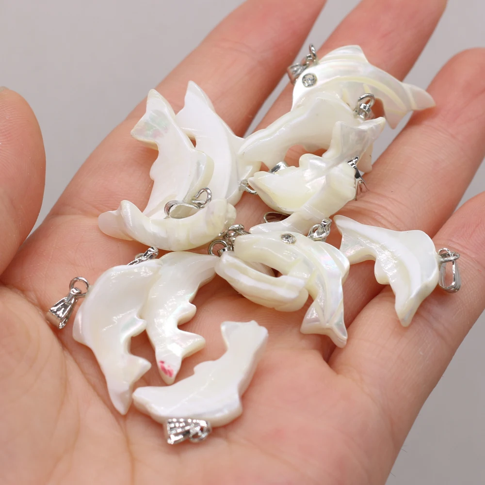 Natural Shell Pendant Mother Of Pearl White Dolphin Shape Exquisite Charms For Jewelry Making DIY Bracelet Necklace Accessories