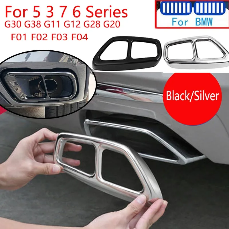 2PCS Car Accessories For BMW Series 3 5 7 6 G30 G38 G20 G28 G11 G12 F01 F02 F03 F04 GT 528LI 530 Car Exhaust Tailpipe Cover Trim