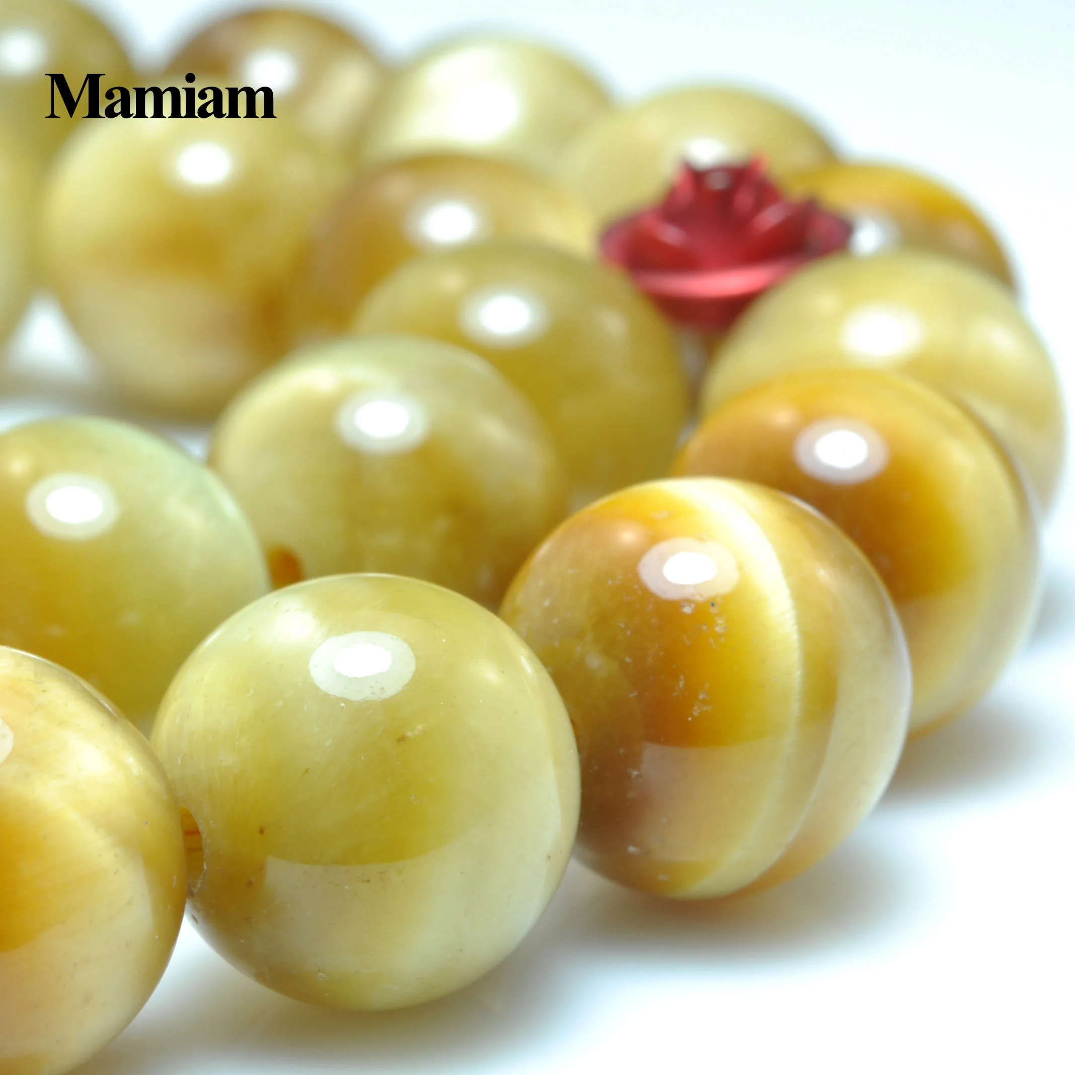 Mamiam Natural A+ Golden Tiger Eye Beads 8-12mm Smooth Loose Stone Diy Bracelet Necklace Jewelry Making Gemstone Gift Design