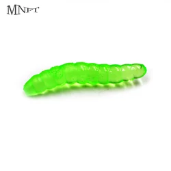 MNFT 부드러운 빵 벌레 생물 공학적 그럽, 냄새 없는 벌레, 흰색 녹색 구더기, 핸드 폴 미끼, 잉어 낚시 미끼, 20 개, 3.8cm