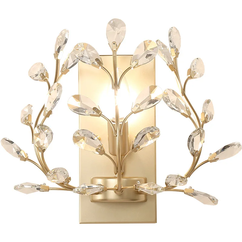 

E14 Wall Sconce Crystal Wall Light Simple And Creative Bedroom Bedside Wall Lamp Crystal Lights Gold/Sliver For Home Ligting