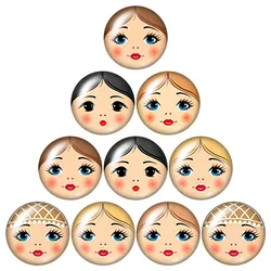 матрёшка matryoshka Russian10pcs mixed 12mm/16mm/18mm/25mm Round photoglass cabochondemo flat back Making findings