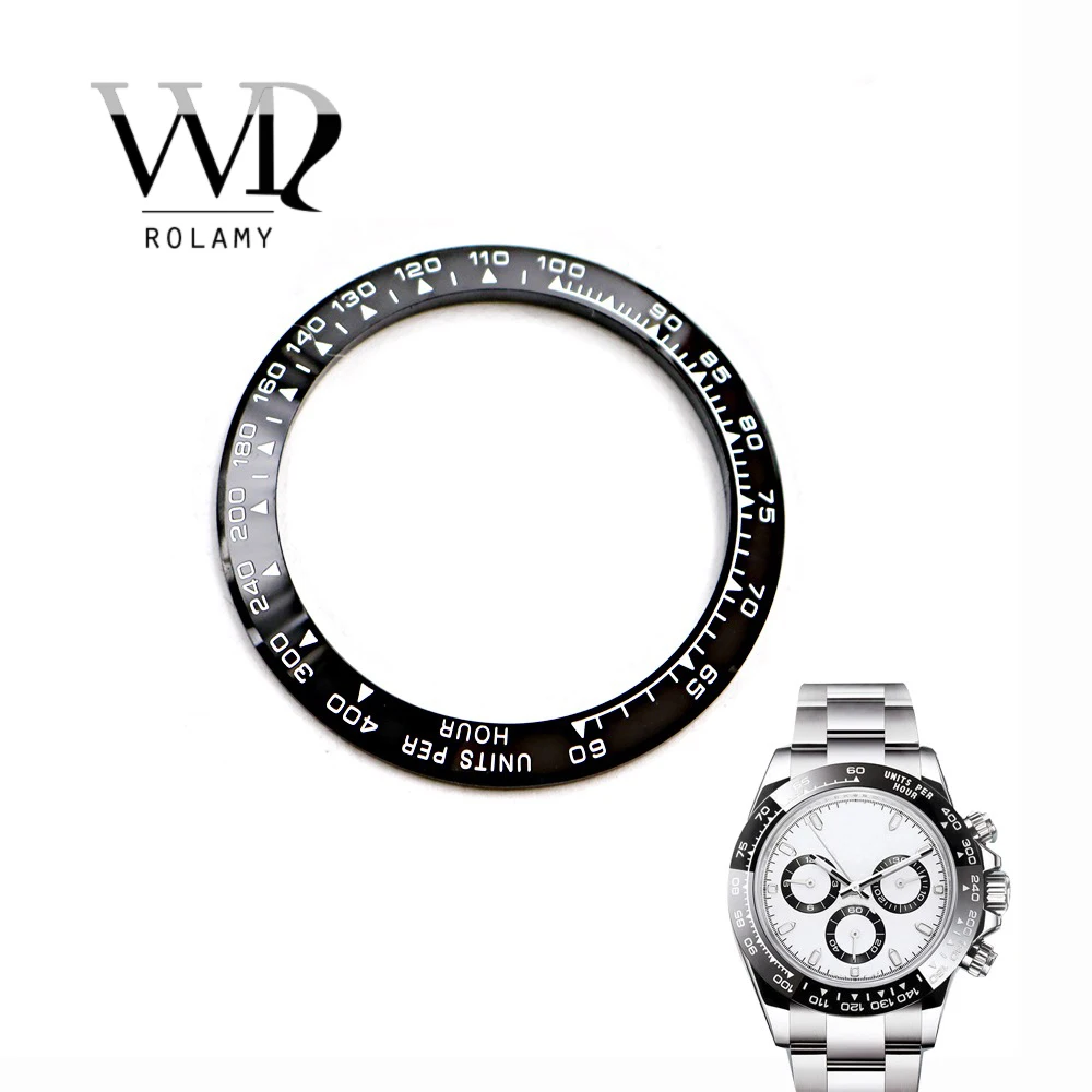 

Rolamy Wholesale High Quality Ceramic Black with White Writing 38.6mm Watch Bezel for Rolex Daytona 116500 - 116520