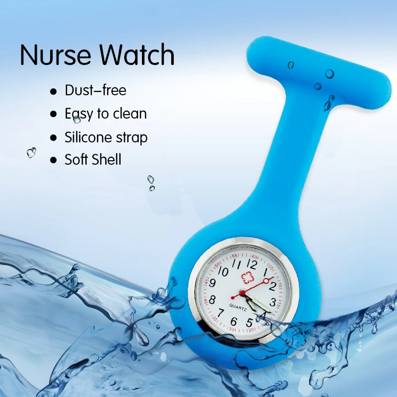 Reloj de bolsillo médico de cuarzo para enfermera, pulsera con colgante de silicona, con broche, solapa, regalo