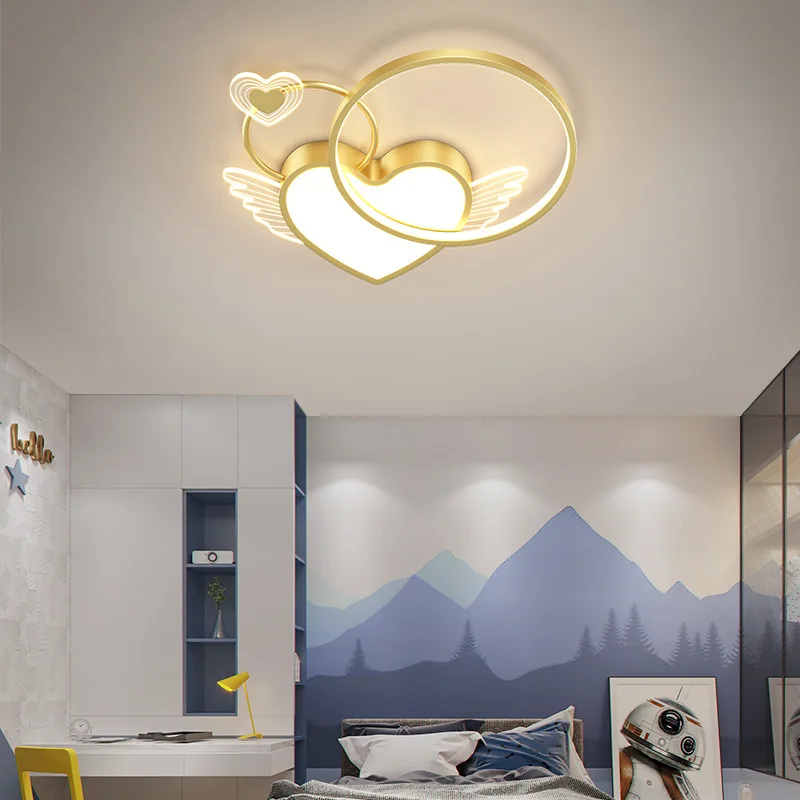 Heart Shape Fixture Creative Led Bedroom Light For Girls Room Sun Marriage room Ceiling Lamp Child Children's Room Led Light