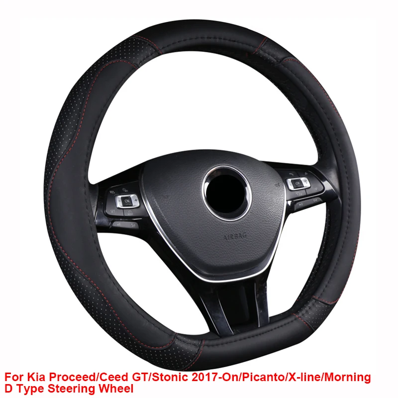 D Type Car Steering Wheel Cover Wrap For Kia Proceed Ceed GT Stonic 2017 2018 2019 2020 2021 Picanto X-line Morning