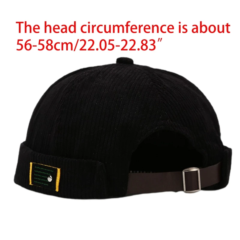 Unisex Letters Label Fluwelen Beanie Docker Cap Retro Rolde Manchet Sailor Schedel Hoed