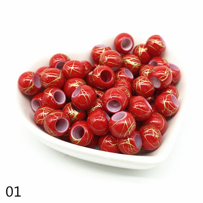 50pcs 10mm Big Hole Beads Bucket Acrylic Loose Bead for Jewelry Making Bracelet Necklace DIY