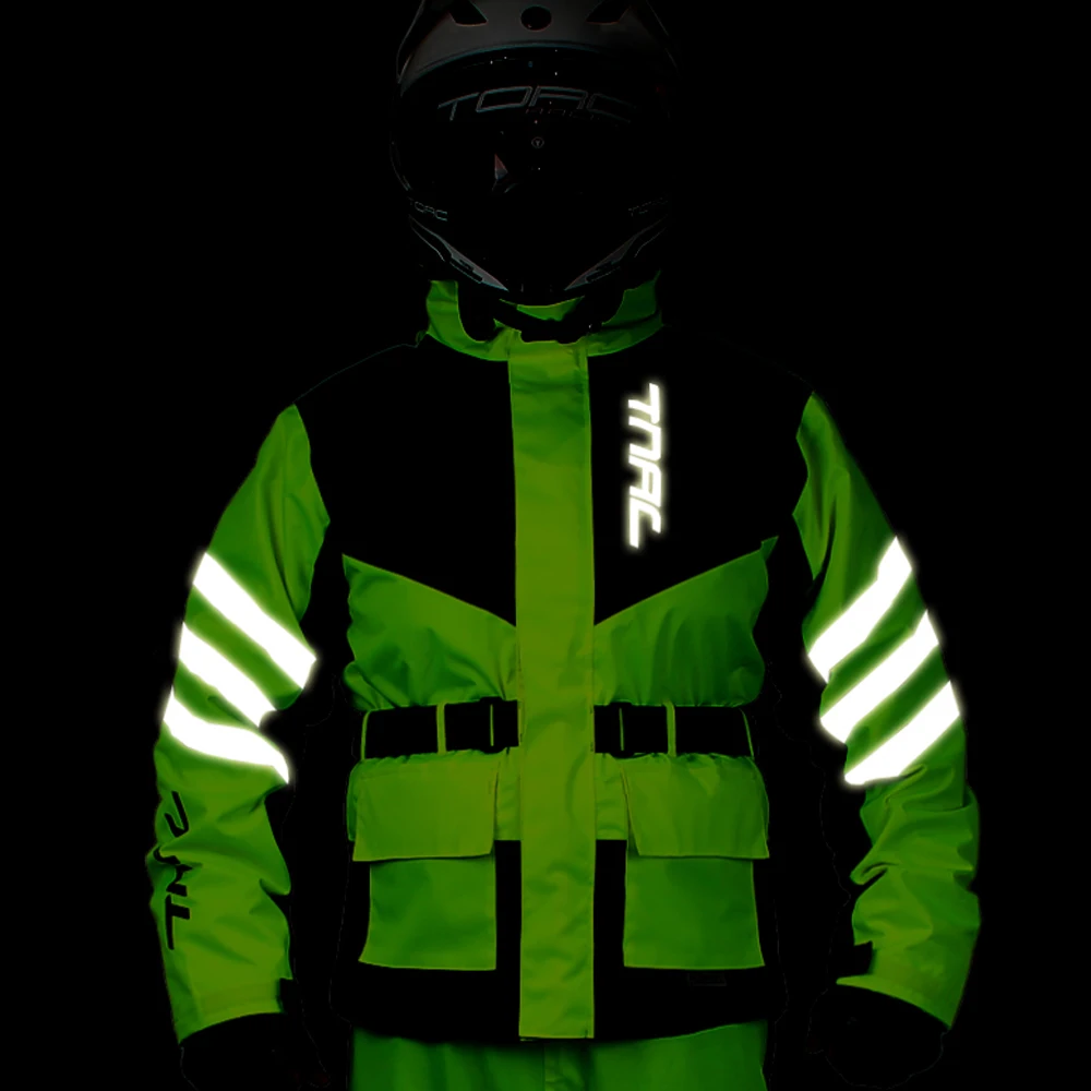 Motorcycle Raincoat Men Reflective Electric Scooters Raincoat 100% Waterproof Motocross Suit Motorcycle Jacket Split Raincoat