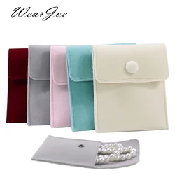 Bolsa de embalaje de joyería de regalo con cierre a presión, bolsas de terciopelo de calidad para joyería, colgante, collar, envoltura, pendientes, anillo de almacenamiento