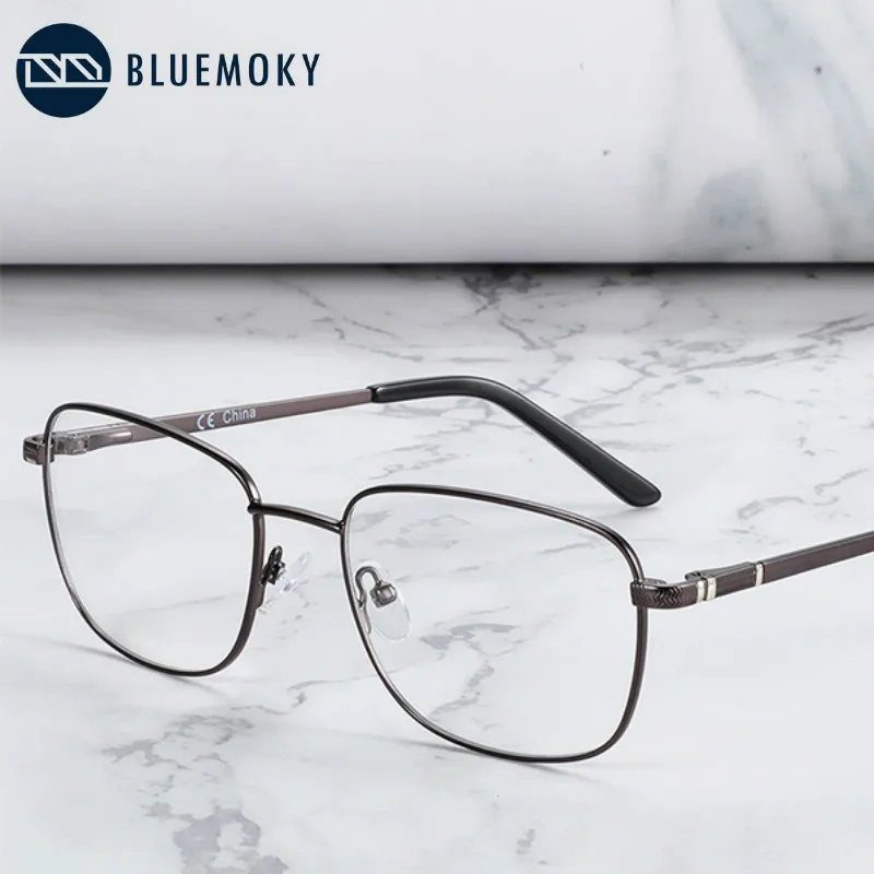 

BLUEMOKY Rectangle Titanium Alloy Glasses Frames Anti Blue Light Lens Business Style Male Square Myopia Prescription Eyeglasses