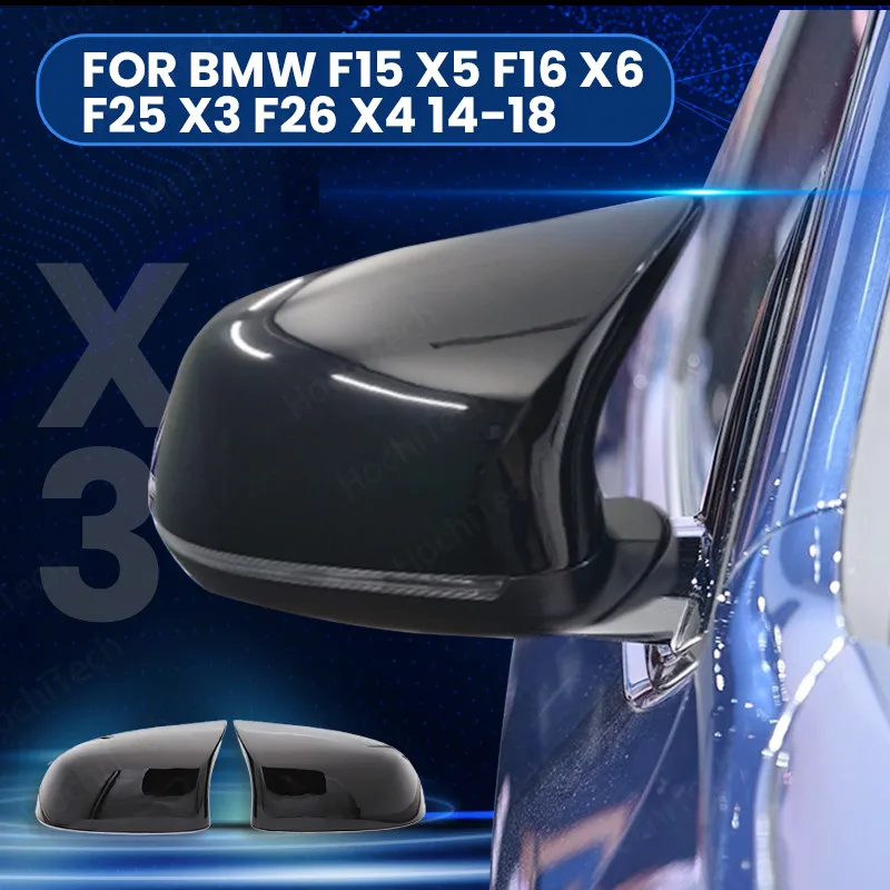 

2pcs side mirror covers Replacement Glossy Black Horn shape Rearview Mirror cover Caps for bmw F15 X5 F16 X6 F25 X3 F26 X4 14-18