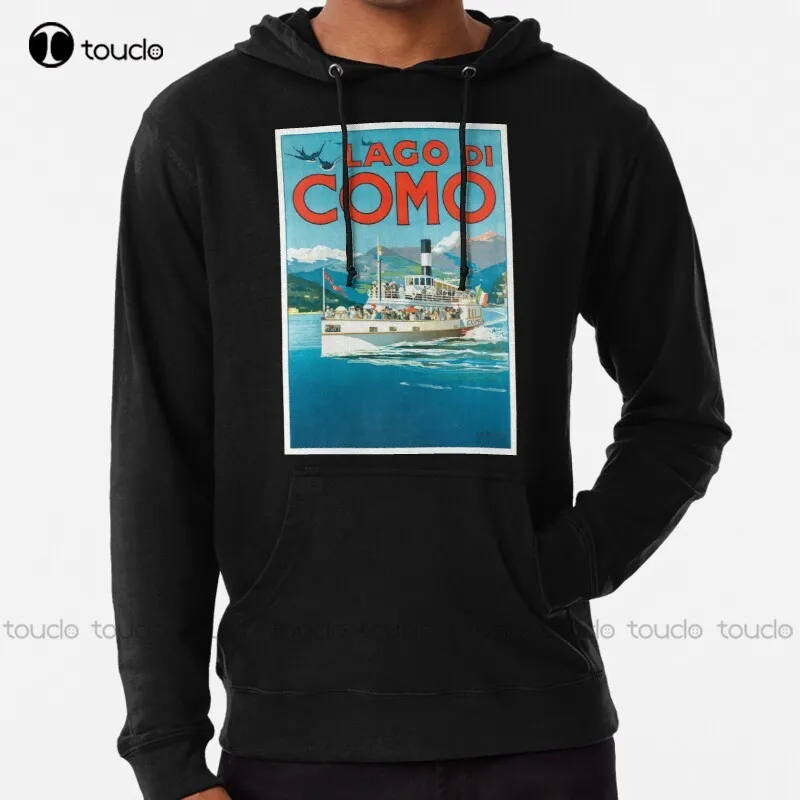 

new 1900 Italy Lake Como Travel Poster Hoodie black hoodie women men