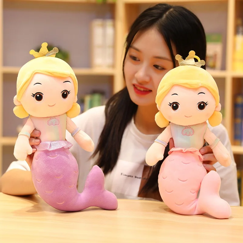 Beautiful Crown Mermaid Plush Toy Kids Girl Cartoon Stuffed Little Mermaid Doll Home Decoration Girls Girlfriend Birthday Gifts