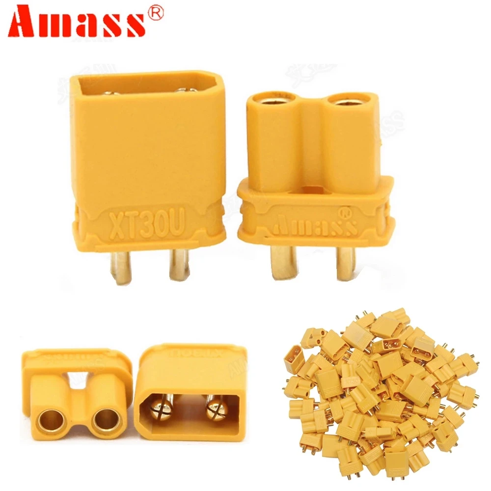 10pcs Amass XT30U 2mm Antiskid Plug Male Female Bullet Connector Plug the Upgrade XT30 For RC FPV Lipo Battery  (5 Pair)