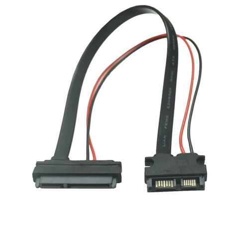 Imagen 2 del producto Cable SATA Serial ATA 22 pines 7 + 15 hembra a Slimline SATA 13 pines 7 + 6 pines conector macho Cable convertidor 30CM/1 pies/12 pulgadas