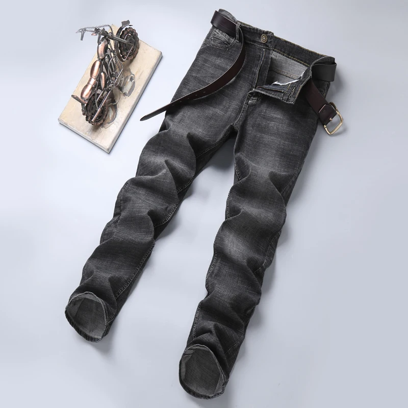 Classic Advanced Stretch Black Gray Blue Jeans 2023 New Style Business Fashion Denim Slim Fit Jean Trousers Male Brand Pants