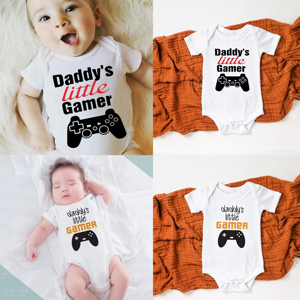 

Daddy's Little Gamer Newborn Baby Bodysuit Casual White Jumpsuits Baby Body Boys Girls Clothing Outfits 0-24M Drop Ship