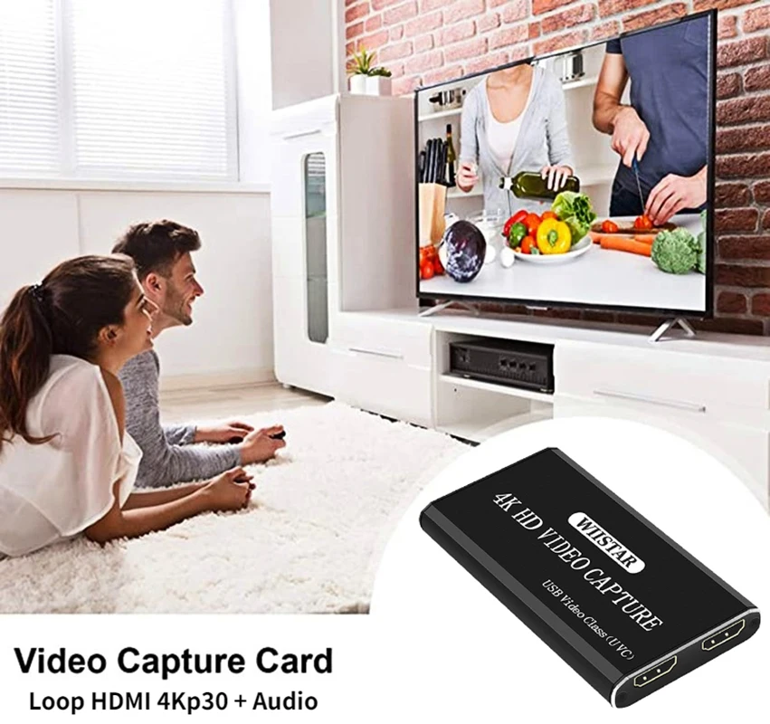 4K HDMI Video Capture Card Box HDMI to USB Type-C HD Video Converter 1080P HD Loopout Live Streaming Broadcasts Video Recording