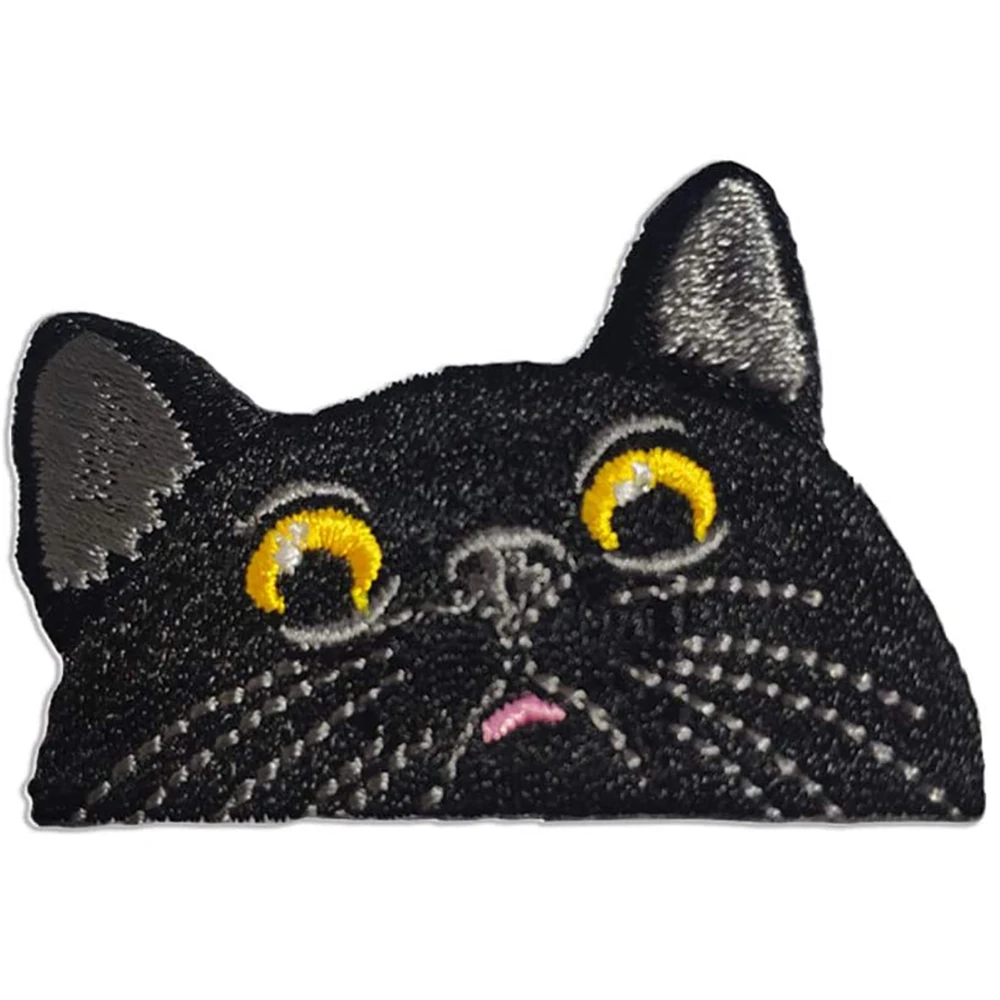 Parche bordado de gato y gatito Bombay negro, accesorios de ropa para gatos, ropa, camiseta, sombreros, bolsas, decoración para coser