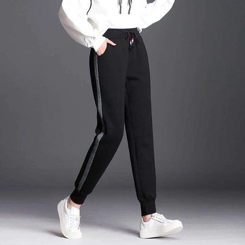 

OUMENGKA 2020 Winter Women Casual Loose Thicken Warm Pants Female Long Trousers Outwear High Waist Solid Harem Pants 4XL 5XL