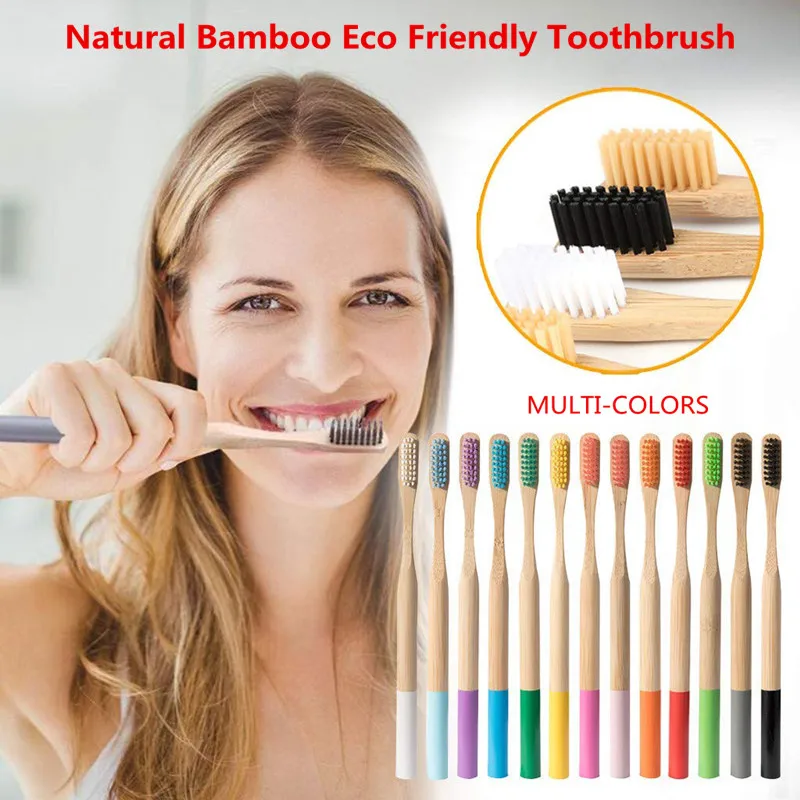 New Multi-Colors Bamboo Toothbrush Set Eco-Friendly Biodegradable Soft Teeth Brush Adults Organic Wood Colorful Tooth Brushes