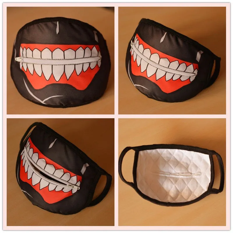 Máscaras faciales Kaneki Ken para adultos, cosplay de Halloween con cremallera, ciclismo, antipolvo, Anime Tokyo Ghoul, fiesta de Cosplay, nuevo