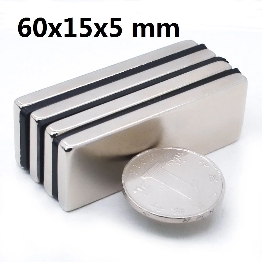 1/2/5 Pcs 60x15x5 Block NdFeB Neodymium Magnet N35 Super Powerful imanes Permanent Magnetic