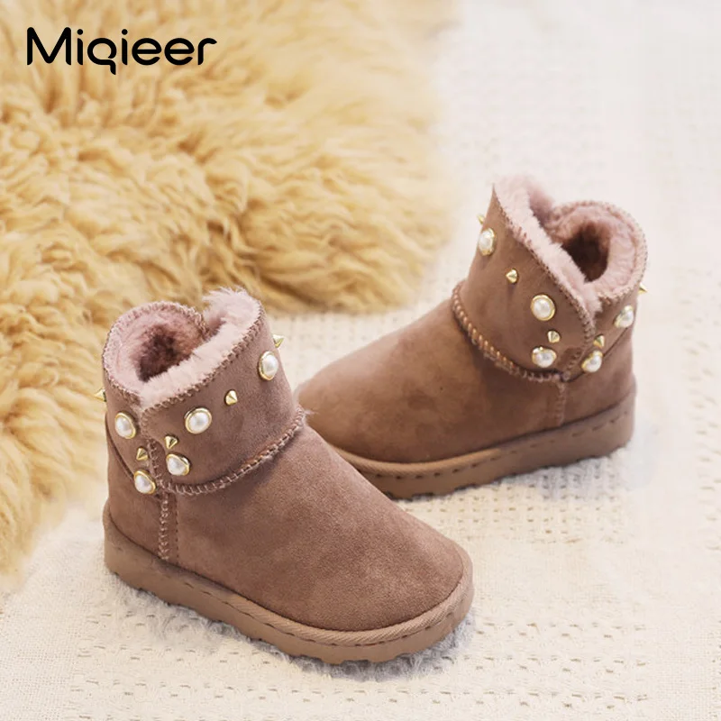 Kinder Schnee Stiefel Für Mädchen Winter 2021 Warme Plüsch Mode Niet Stiefeletten Wasserdichte Anti Skid Kinder Frauen Sport schuhe