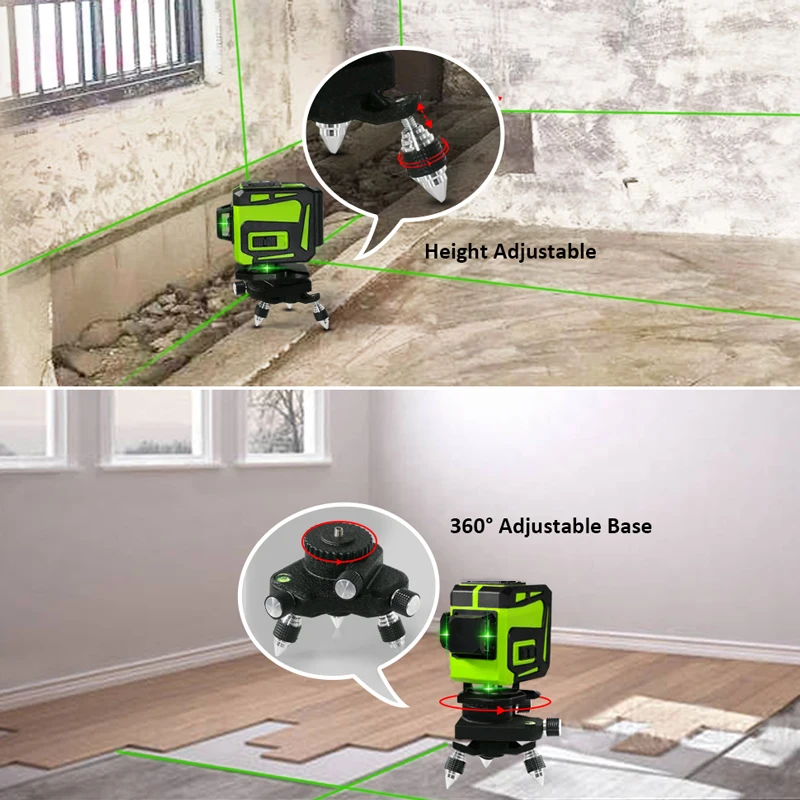 Clubiona IE12C set with 360 Rotary Base Green Beam Cross Line Laser Level 3D Self-Leveling Cross Line Laser With Remote Control