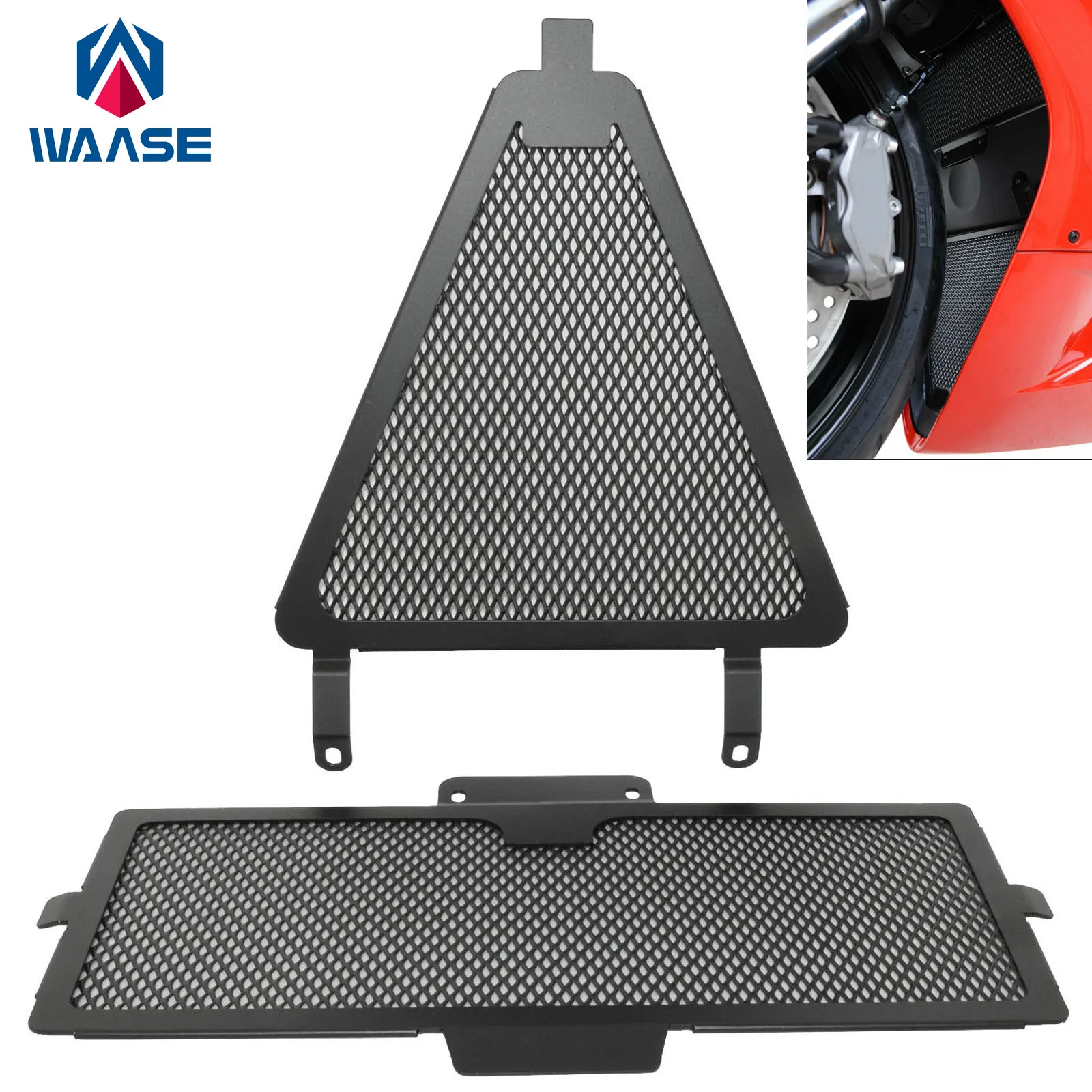 

Черная решетка радиатора для воды waase и комплект защиты крышки масляного радиатора для DUCATI Panigale 899 959 1199 1299 R/S и Panigale V2