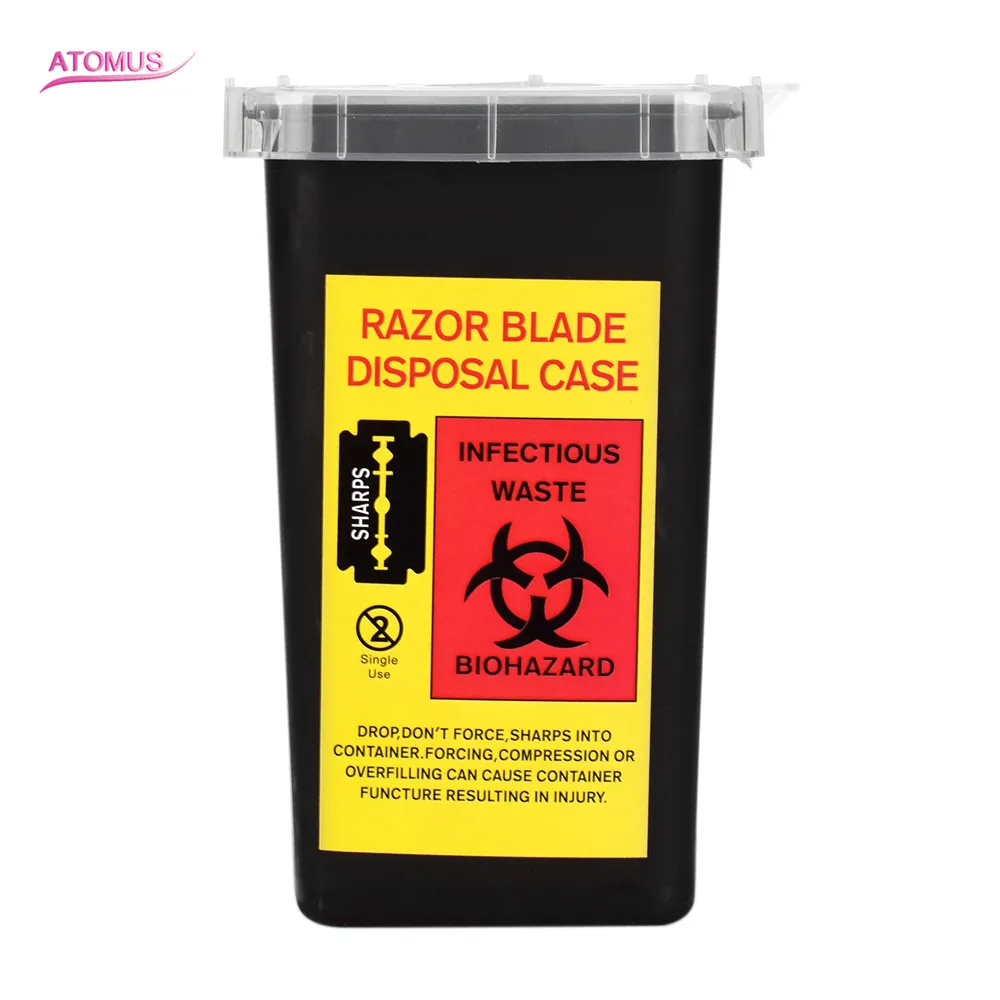 ATOMUS 1pc Tattoo Sharps Container Danger Biohazard Gathering Barrel Supplies Garbage Mini Trash Can For Needles Garbage Tools