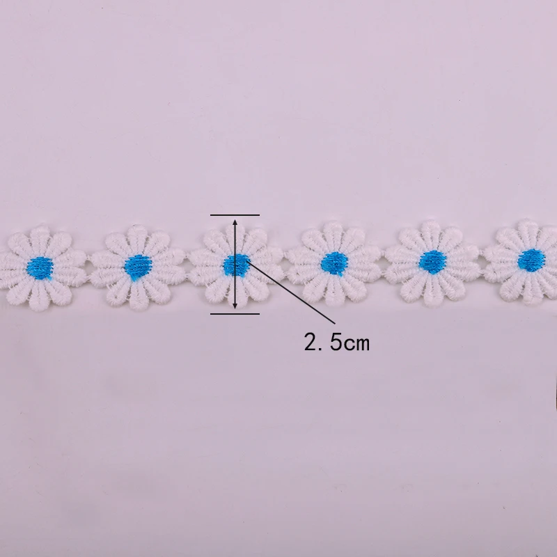 2 metrów kolorowe 2.5cm Daisy gumowa koronka ozdoby odzież dzianinowa ręcznie robione akcesoria do szycia haftowane koronki