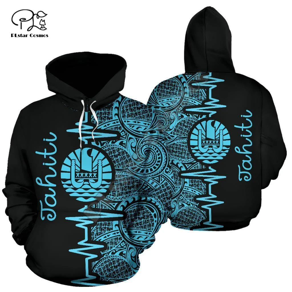 NewBrand French Polynesia Tahiti Country Flag Tribal Culture Retro Tattoo Customize Tracksuit Men/Women 3DPrint Funny Hoodies V7