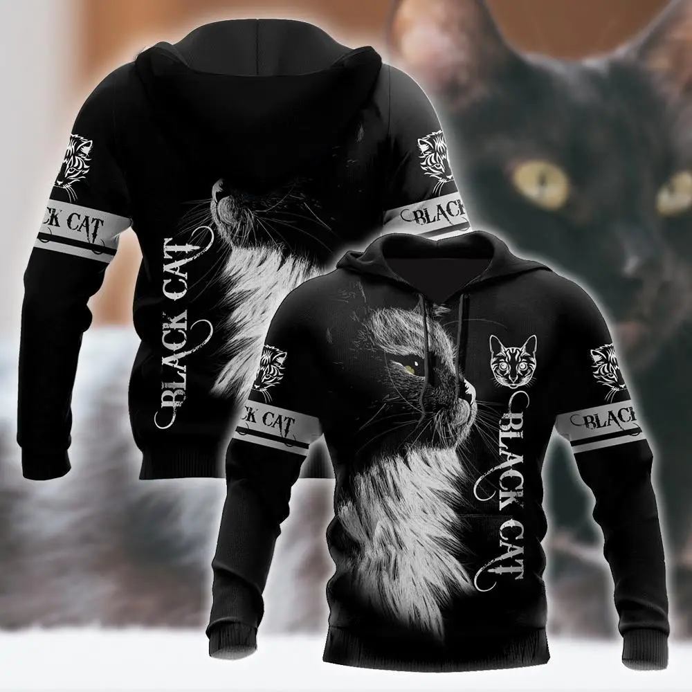 

Love Black Cat Tattoo 3D All Over Printed Mens Hoodie Animal Streetwear Autumn Sweatshirt Unisex Casual Jacket Tracksuits DK051