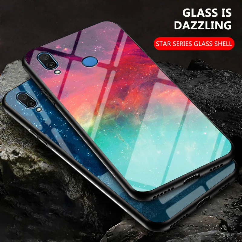 Huawei Honor Play COR L29 Case Marble Glass Hard Cover Phone Case for Huawei Honor Play Cor-L29 Shockproof Cover