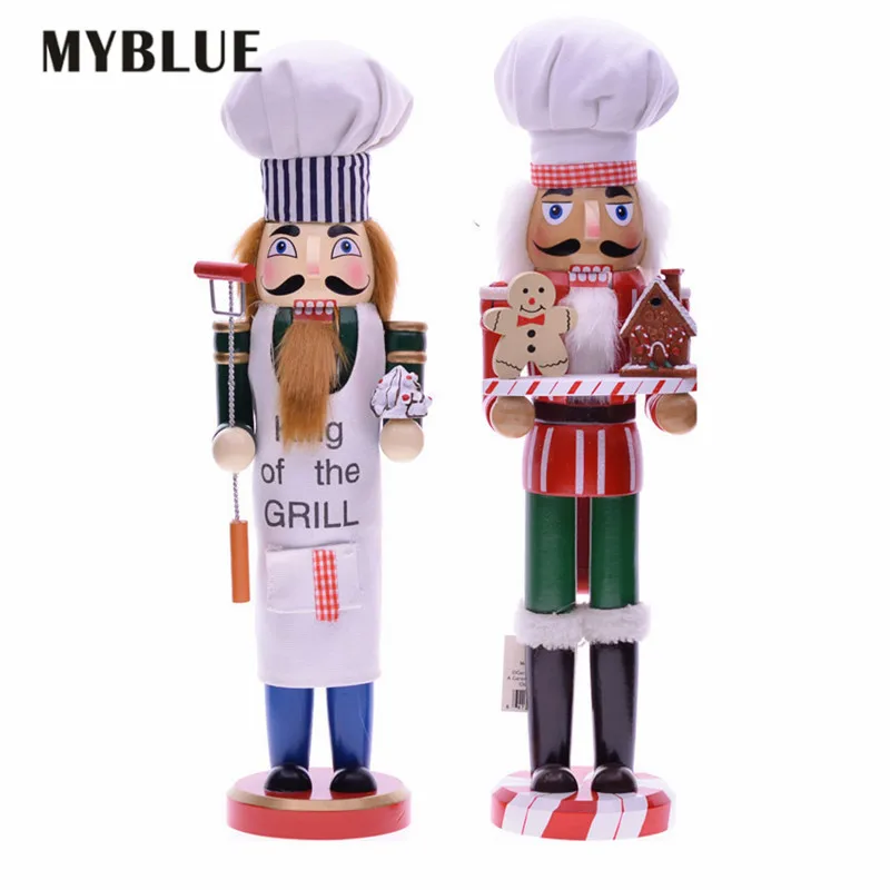 

Christmas Home Room Decoration Nutcrackers Figure Doll MYBLUE New Year 35cm Europe Chef Statue Nutcracker Figurine