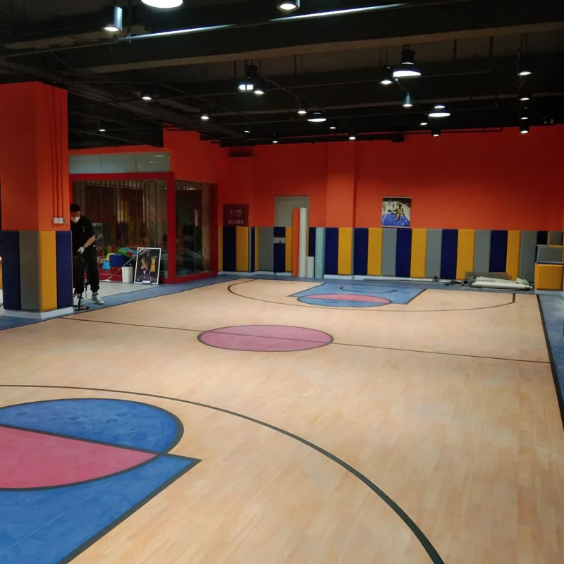 Beable Customized Professional Basketball Court Indoor Wood Look Laminated PVC Vinyl Flooring Tiles