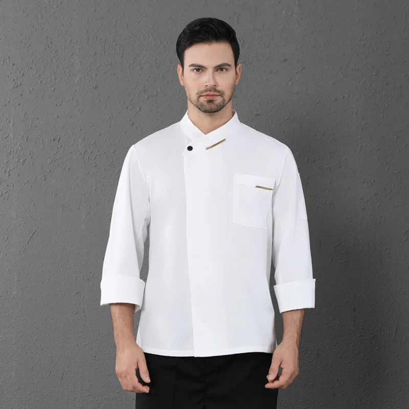 2019 neue Lebensmittel Service Küche Arbeit Jacken Restaurant Chef Uniformen Sushi Bäckerei Café Kellner Catering schwarz weiß mantel