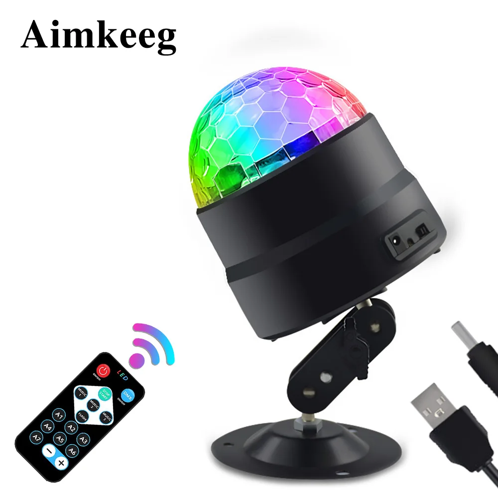 

Car LED Stage Light Rgb Disco Ball 5v Usb Charging Magic Ball Light Sound Activate Rotate Family Ktv Christmas Party Dj Light