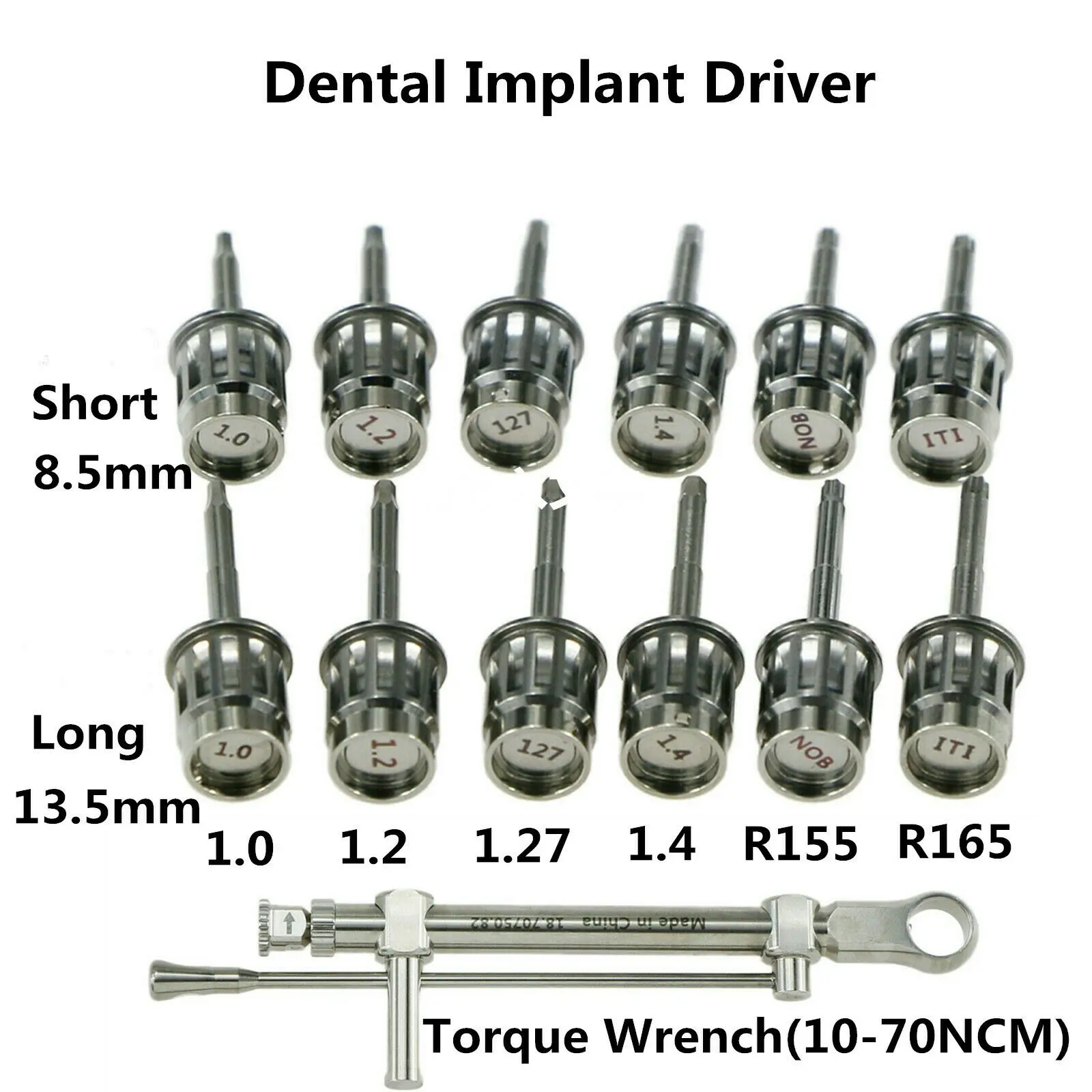 

Dental SS Implant Abutment Hex Hand Screw Driver Torque Wrench Ratchet1.0/1.2/1.27/1.4/ Long Short