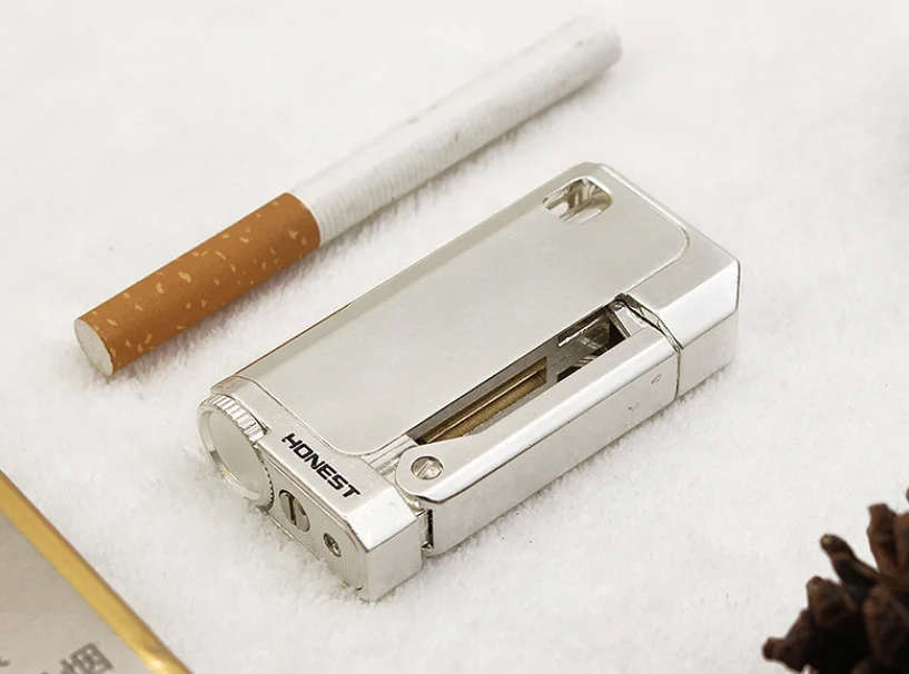 Old Trench Oil Gasoline Lighter Genuine Stainless Steel Cigarette Lighter Cigar Fire Briquet Tobacco Petrol  Kerosene Lighters