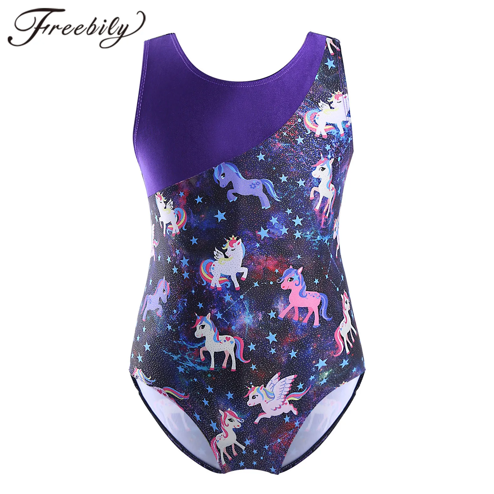 Girls' Sleeveless Leopard Print Jumpsuit Gymnastics Leotard Workout Ballet Leotard One-piece Bodysuit Dance Wear