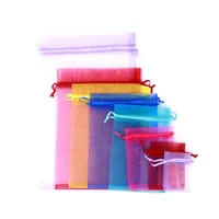 50Pcs Sheer Organza Gift Drawstring With Jewelry Pouches Display Packaging Christmas Candy Wedding Party Festival Gauze Bags 5