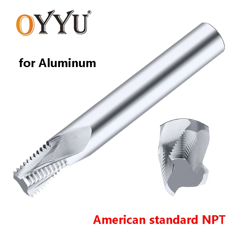 Oyyu npt fresa de alumínio para dente, cortador de carboneto, aço de tungstênio, fresa de topo americana 1 peça de 1/16 "1/8" x18 1/4 "x18 3/8"