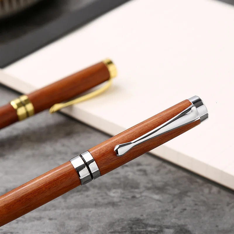 New Luxury Business Rollerball Pen Sign Pen Wood Rotate Ballpoint Pens For Student Gift Pen School Stationery Supplies 03742