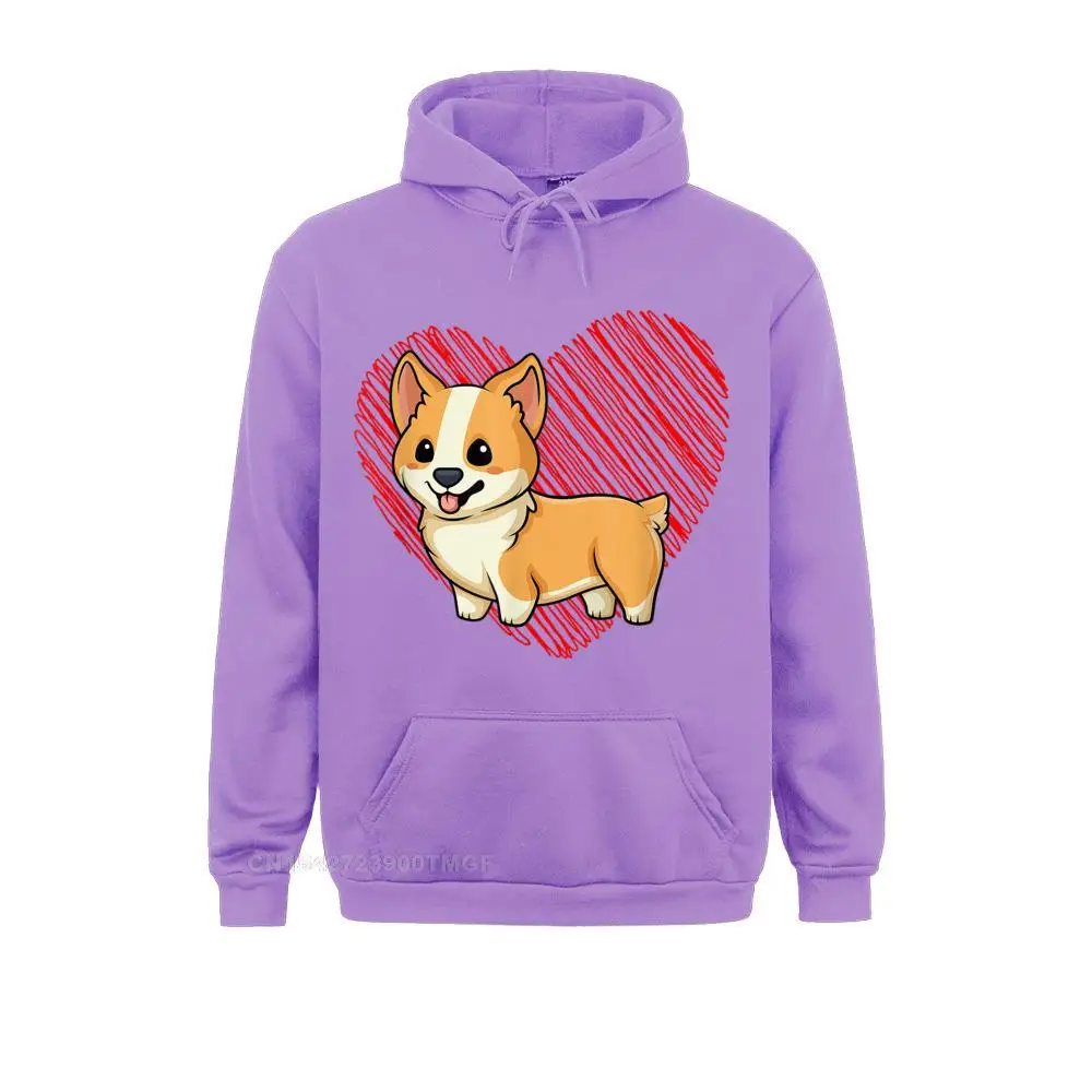 Funny Men Sweatshirts Long Sleeve Camisas Sweater Hoodies Hoods Baby Corgi With Heart Dog Love-R Dad Mom Boy Girl Funny T-Shirt