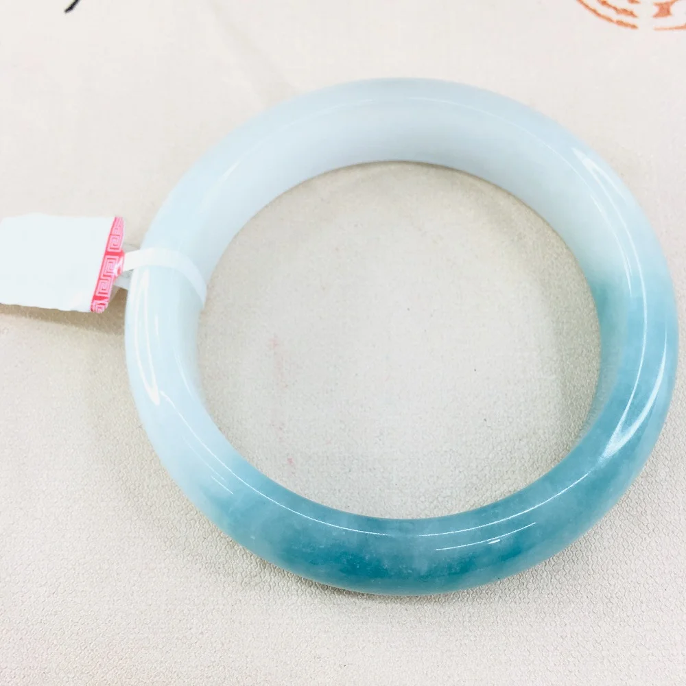 

Natural High Quality Ice Bottom Blue Water Double Color Female Jade Bracelet Bangles Jewelry Accessories