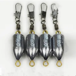 HOT Fishing Tackle Accessories Lead Down Sinker with Connector String Weight Double Ring Bullect Shape 6g-100g