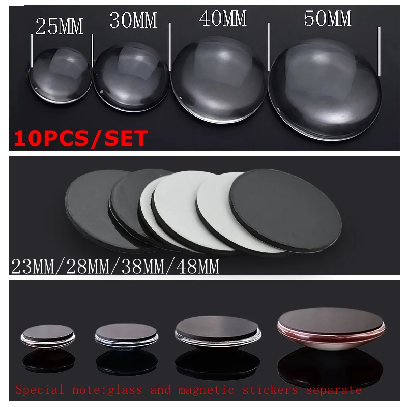 

10Pcs Transparent Glass And Magnetic Stickers Fridge Magnet Handmade Works 25Mm/30Mm/40Mm/50Mm Glass And Magnet Diy Craft Decor